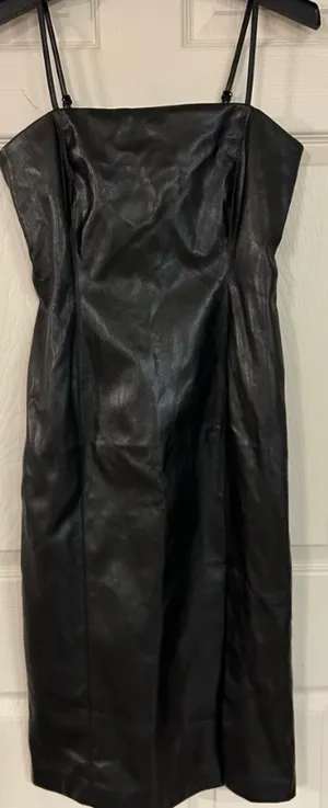 Steve Madden faux, leather black dress thumbnail 2