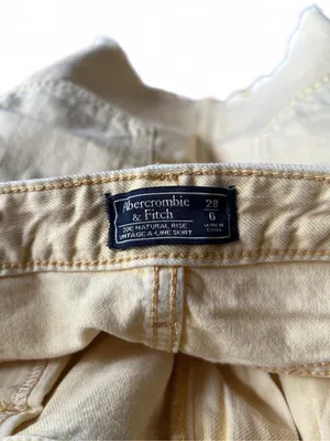 Abercrombie & Fitch Zoey Style Denim Mini Skirt A-Line Butter Yellow Raw Hem Y2K thumbnail 3