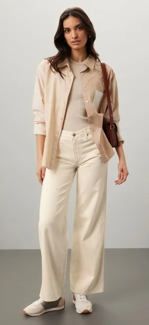 Wrangler World Wide Cream Wide Leg High Rise Western Denim Jeans Size 30x28 thumbnail 1