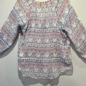 Roberta Roller Rabbit Elephant Print‎ Gauze Lightweight V-neck Blouse Top Medium thumbnail 7