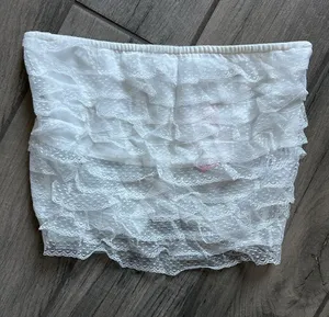 Edikted White Lace Ruffle Tube Top thumbnail 1