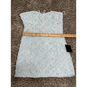 Lulus Light Blue Lace Mini Dress Strapless Backless 3D Floral Coquette NWT M thumbnail 13