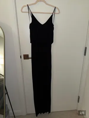Black Spaghetti Strap Maxi Dress with Side Slit thumbnail 2