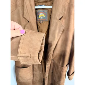 Vintage Wilsons Women's S Brown Leather Trench Coat Cowgirl Western NFRA Rodeo thumbnail 8