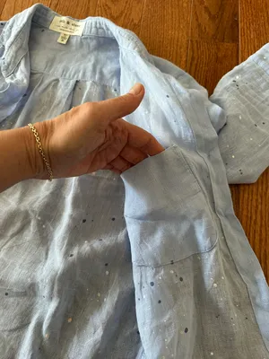 Cloth & Stone by Woman’s Paint-Splattered Linen Buttondown, Sz XS thumbnail 13