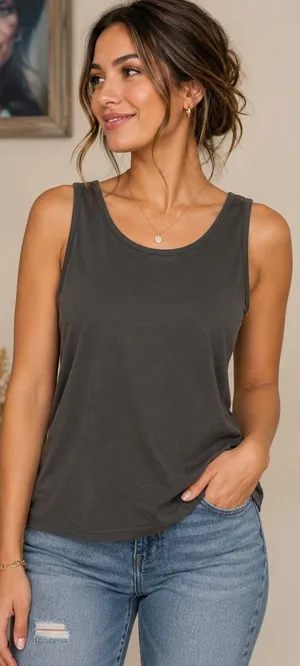 Levis Charcoal Gray Twist Back Tank Top Size Medium‎ thumbnail 1