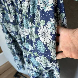 Paul & Joe x Uniqlo Navy Blue Floral Button-Down Puff Sleeve Tiered Dress thumbnail 6