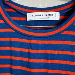 Sonnet James Blue Orange Striped Play T-Shirt Dress‎ thumbnail 3