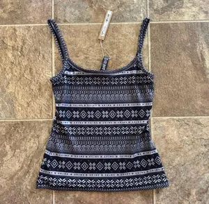 Skims Logo Plush Pointelle Cami Onyx Mirror Fairisle Size Medium thumbnail 3
