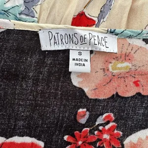 Patrons of Peace Red Blue Cream Floral Mini Dress Ruffle Festival Boho Hippie thumbnail 7