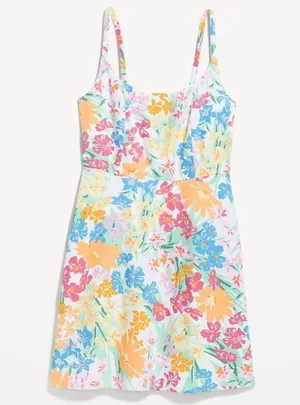 Old Navy large tall linen rayon blend pastel floral spring knee length thumbnail 1