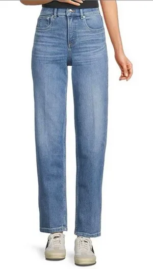 SPANX SPANXshape Size L Authentic 360 90s High Rise Straight Leg Denim Jeans thumbnail 1