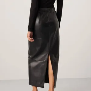 Rosetta Getty Black Faux Leather Maxi Skirt Size 8 Western Pencil Designer $300 thumbnail 4