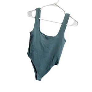 A New Day XS Teal Bodysuit Square‎ Neck Sleeveless Stretchy thumbnail 2