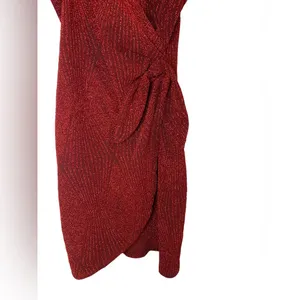 Lila Rose Red Shimmer Knotted Side Wrap Fitted Cocktail‎ Dress Size XS Hoco Hoco thumbnail 3