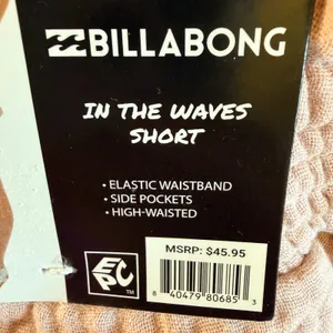 NEW Billabong In The Waves Gauze Short Pink High Waisted Cotton M Pockets thumbnail 4