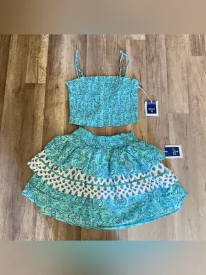 Roller Rabbit x Target Women's Garden Floral Smocked Peplum Tank Top and skirt thumbnail 6