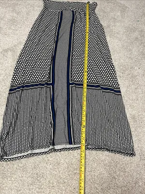Max Studio Black and White Polka Dot Maxi Dress with Blue Stripe Detail thumbnail 3