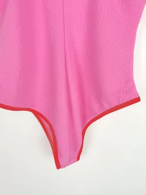 NWT Wild Fable Pucker Textured One Piece Swimsuit Pink Size Medium M 8-10 NEW thumbnail 11