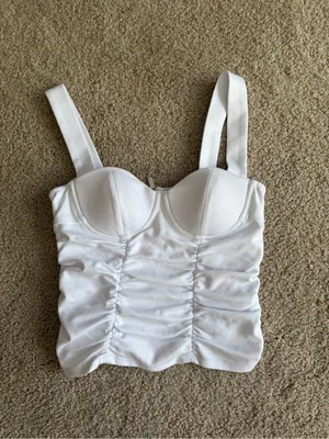 Reformation Linnea going out rush white summer sleeveless Knit Top size xs thumbnail 2