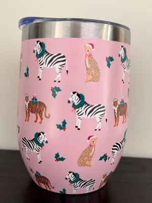 Pink Animal Print Tumbler - Holiday Safari Design Christmas nwot thumbnail 1