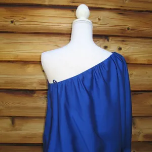 Aidan Mattox Blue One Shoulder Drape Dress thumbnail 7