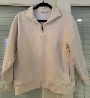 Athleta Cream Forever Fleece 1/4 Zip thumbnail 2