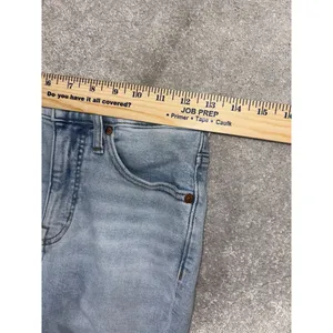 Madewell Mid Rise Classic Straight Jeans Light Blue Wash Knee Rip Edition Sz‎ 23 thumbnail 5
