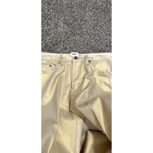 DG2 Diane Gilman Gold Metallic Coated Embellished Straight Leg Jeans 6 thumbnail 5