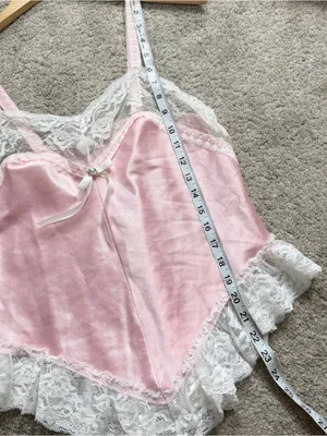 Berh Michaels Women’s Vintage Y2K Babydoll Lace Satin Top Sleeveless Pink S thumbnail 9