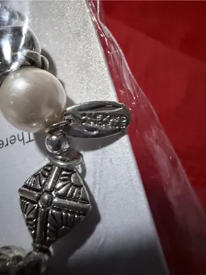 Saint Everything Pearl & Silver Cross Charm Bracelet thumbnail 6