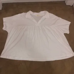 Altar'd State White Cropped Collared Tee thumbnail 1