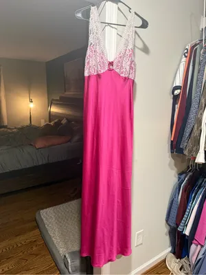 Free People Countryside Lace-Trim Maxi Satin Slip Dress NWT $118 S thumbnail 3