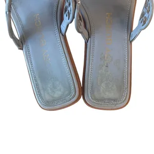 Tory Burch Mini Miller Thong Sandals 7 Blue Tiny Medallion‎ Logo thumbnail 3