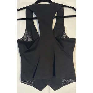 Guess Black Tailored Vest Womens M Fits Small Ruched Button Y2K Waistcoat Top thumbnail 4