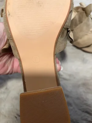 Suede Ruffle Slide Sandals thumbnail 2
