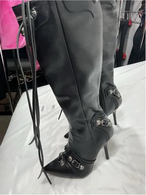 Womans Stiletto Sexy Fashion Boots Black 6 Knee High thumbnail 3