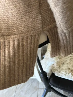 J.Jill light brown wool knit boat neck Boxy relaxed drop shoulder sweater L thumbnail 2