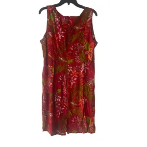 Bahama Beach Vintage 90s Women's Size 12 Large Hawaiian Red Tropical Midi Dress‎ thumbnail 5