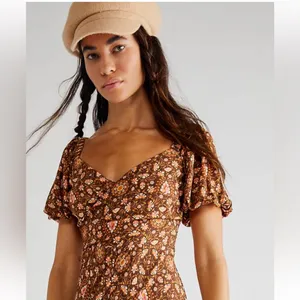 Free People - SPELL- Madame Peacock Sweetheart Maxi Dress In Coffee thumbnail 2