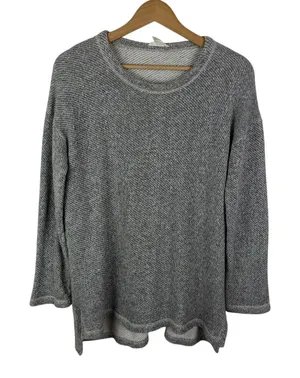 Eileen Fisher‎ Organic Cotton Marled Knit Sweater Small Grey Minimalist Capsule thumbnail 1