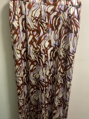 Open Edit Abstract Print Satin Trousers Pants in Purple Lava Size Medium thumbnail 2