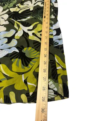 Leaf Print Crochet Trim Wide Leg Pants Green Size XL thumbnail 7