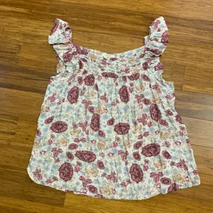 Maurices‎ Womens Floral Ruffle Sleeve Smocked Top Blouse Lightweight Size Large thumbnail 1