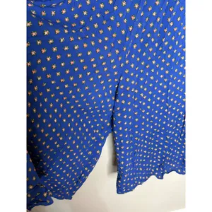 Anthropologie XL Blue Floral Wide Leg Cropped Jumpsuit Boho Adjustable Strap thumbnail 7