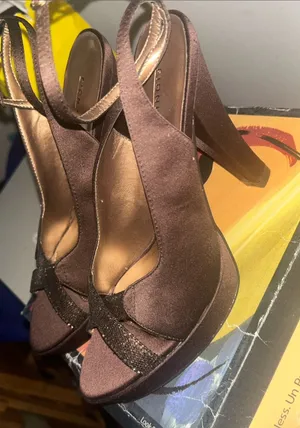 Vintage Cafe Hot Stuff Satin Brown Peep-Toe Slingback Heels Y2K ERA size 7.5 thumbnail 1