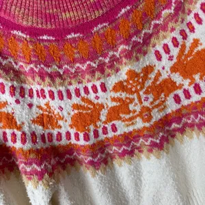 Free People fair isle Nellie Sweater Whisper White Combo bunny easter textured thumbnail 5