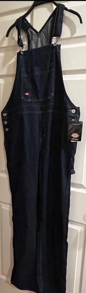 Dickies dark-wash loose straight- baggy leg fit denim carpenter bib overalls,XS thumbnail 10
