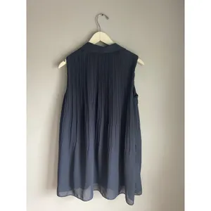 Abercrombie & Fitch navy blue chiffon pleated collared mini dress medium petite thumbnail 3