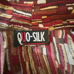 Vintage 90's QUO Silk XL Burgundy Top Blouse Open front long sleeve women's thumbnail 5